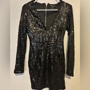 Black sequin shirt dress
